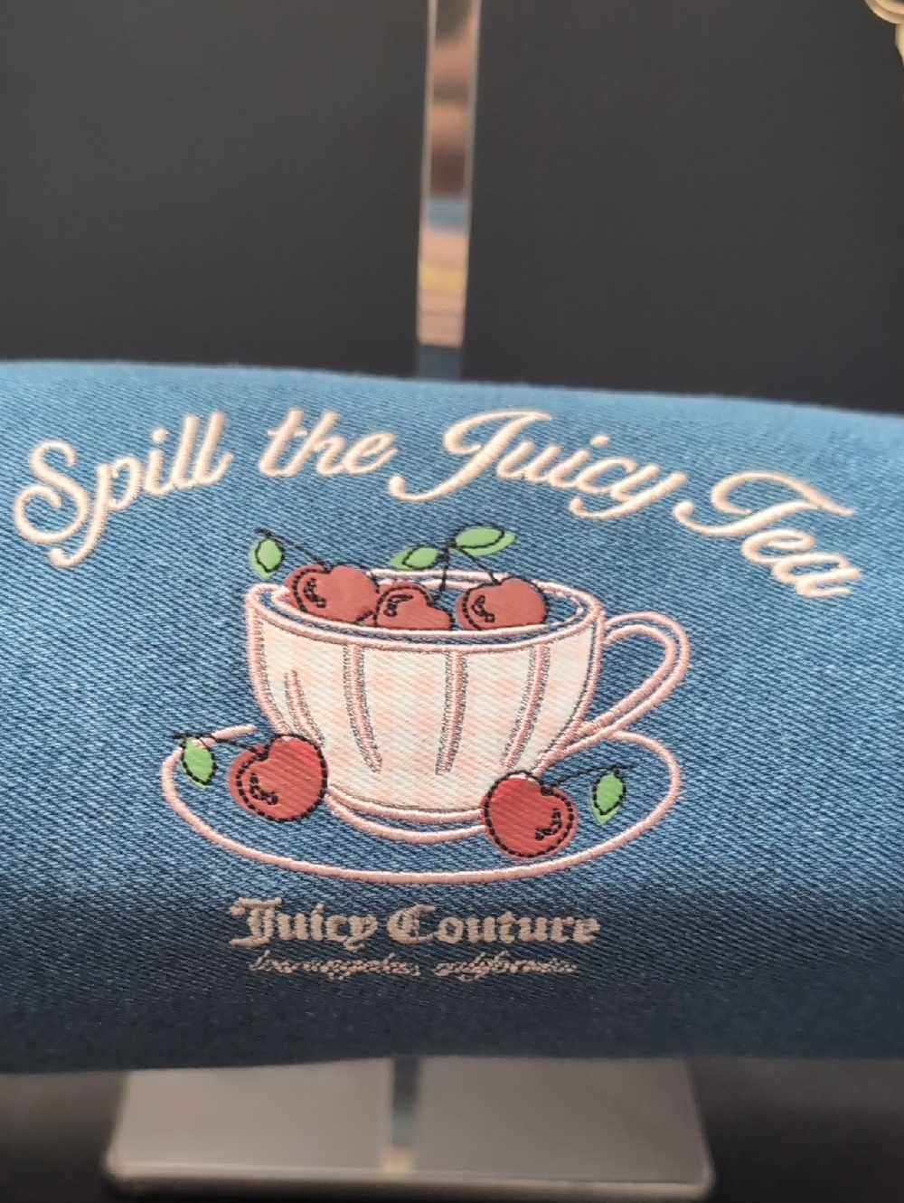 Juicy Couture 'Spill the Juicy Tea' Denim Barrel Bag in Light Pink. - Picture 5 of 12